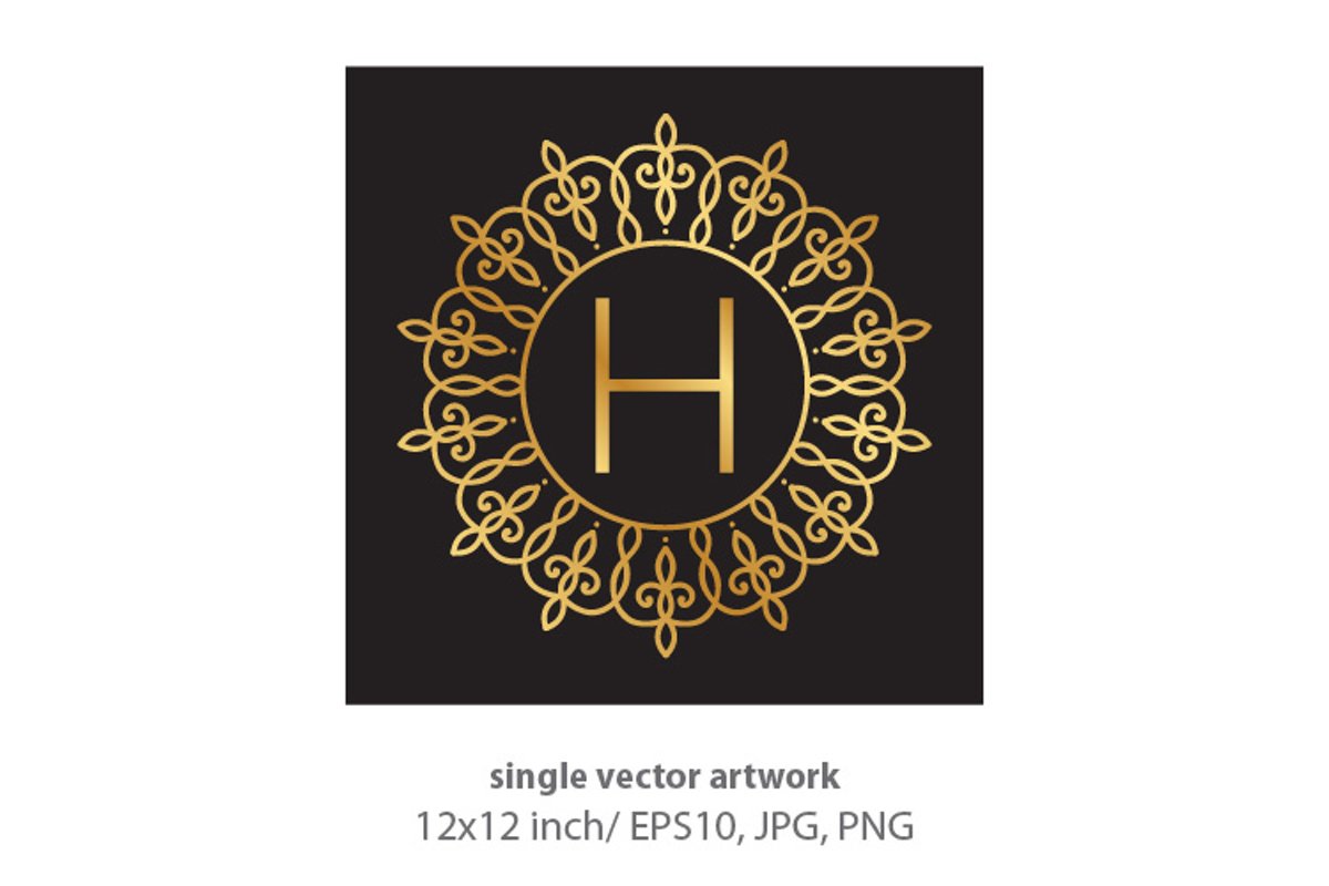 Letter h, inside luxury frame example image 1