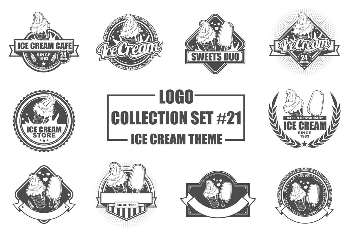 Logo Collection Set with Ice Cream Theme example image 1