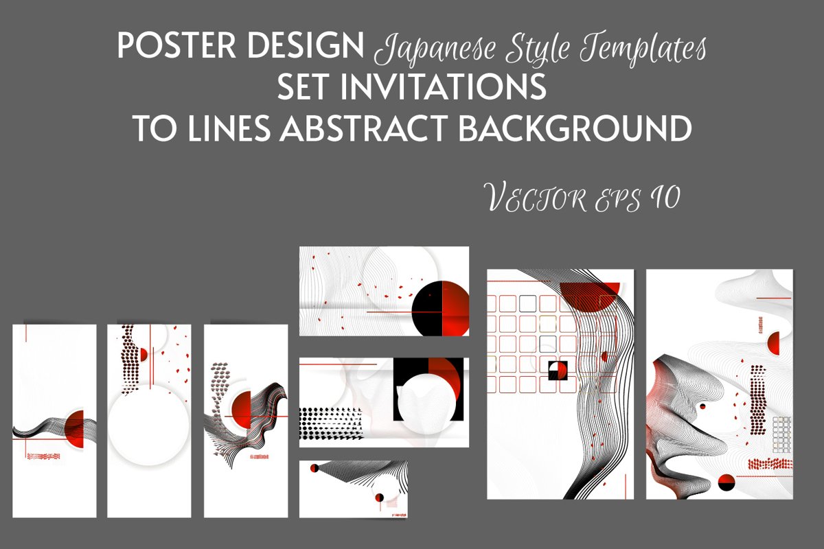 Japanese style templates set invitations example image 1