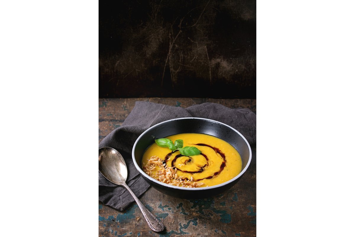 Pumpkin and sweet potato soup example image 1