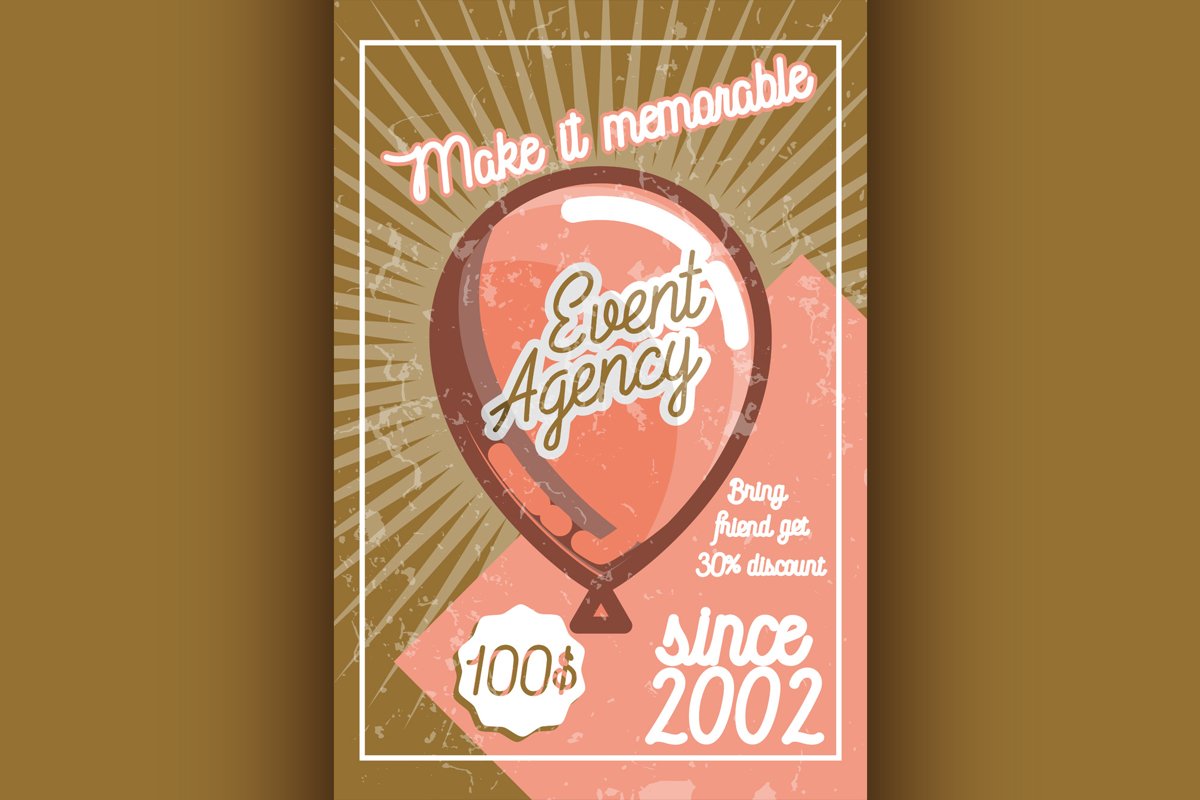 Color vintage event agency banner example image 1