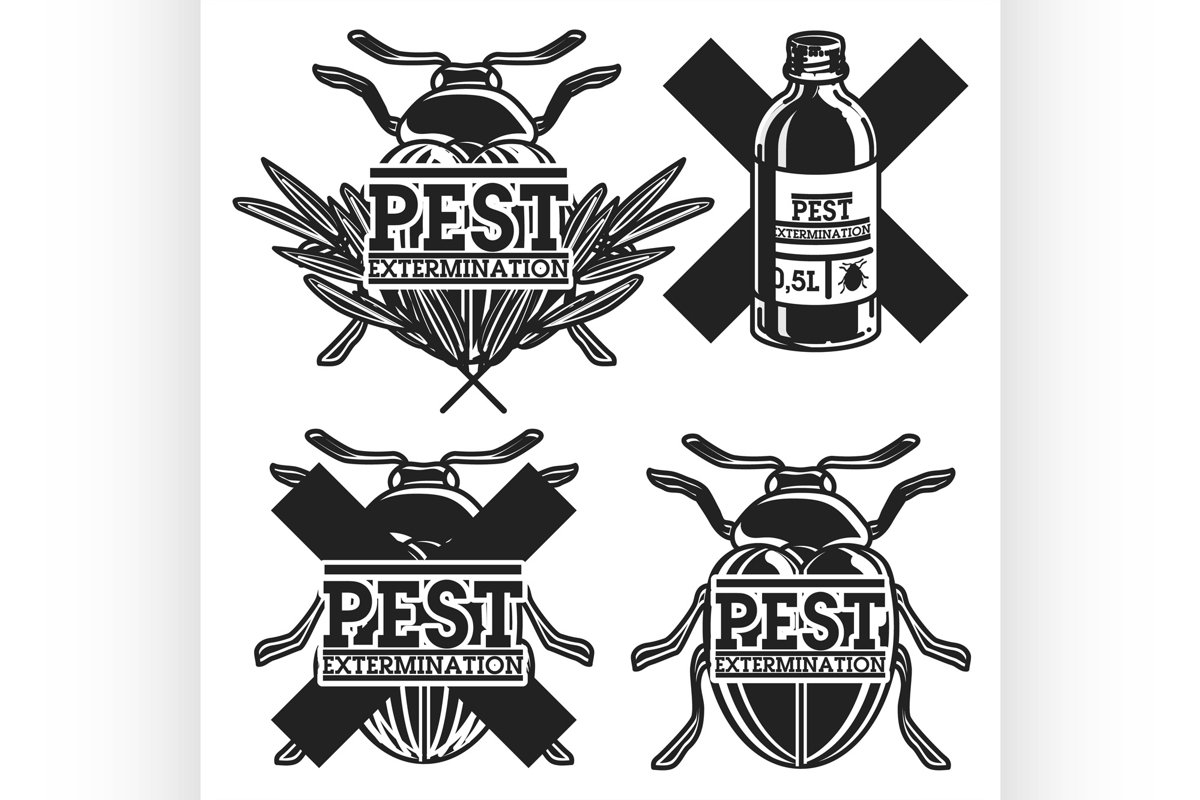 Color vintage pest extermination emblems example image 1