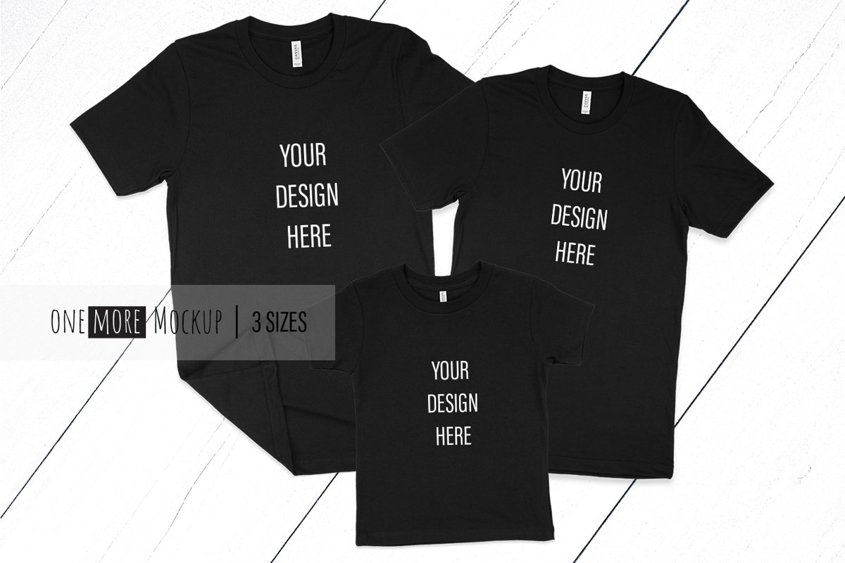 Family Tshirts Mockup | Bella Canvas 3001, 3001T | Black example image 1
