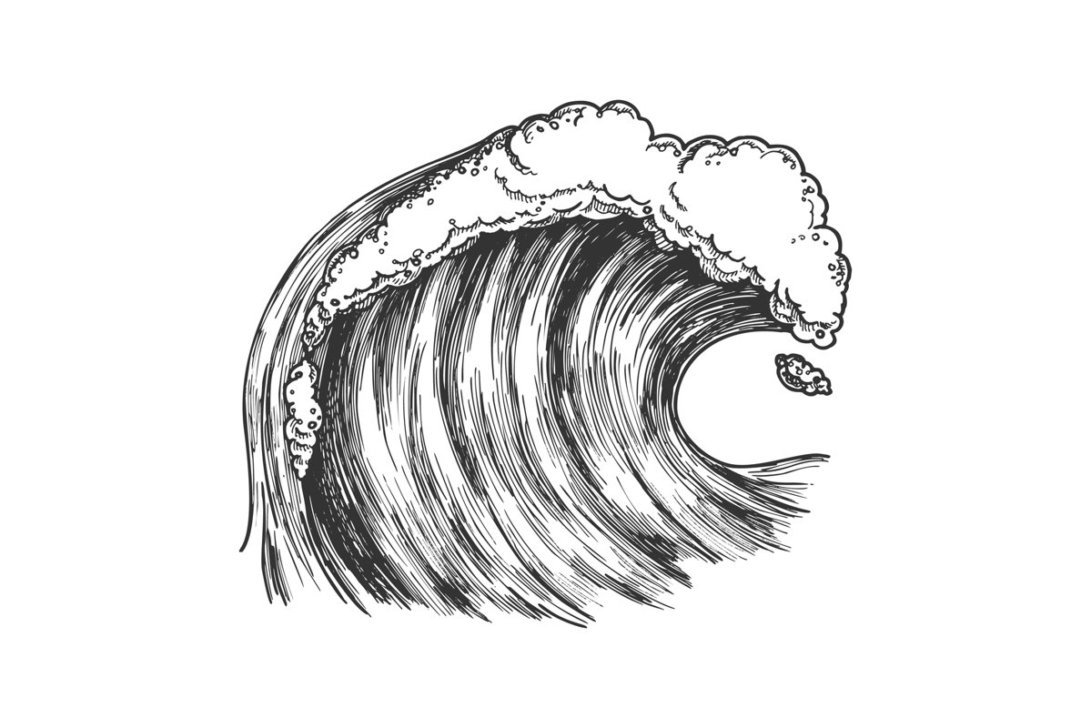 Rushing Foamy Tropical Ocean Marine Wave Vector example image 1