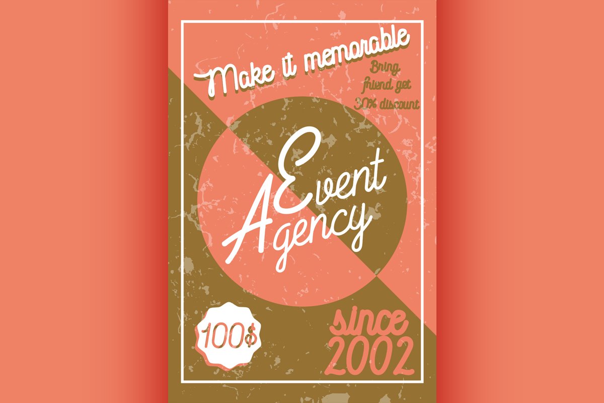 Color vintage event agency banner example image 1