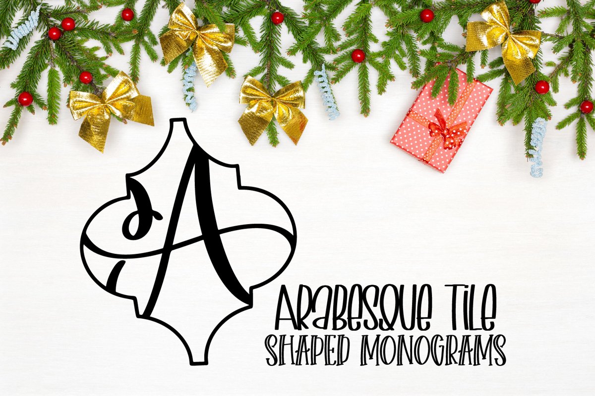 Arabesque Tile Monogram Font - A-Z Lettered Frames example image 1