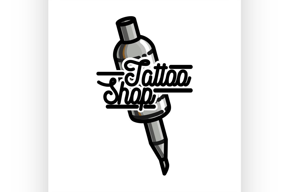 Color vintage tattoo shop emblem example image 1