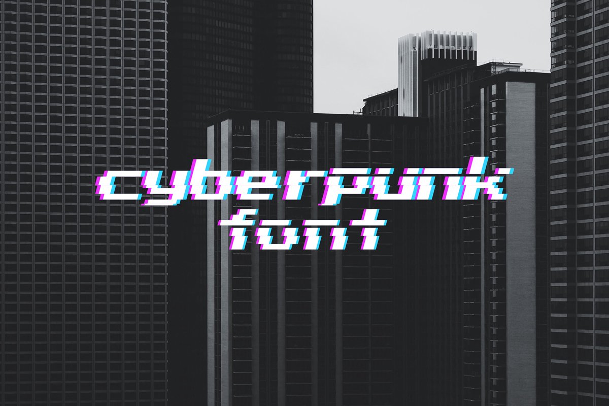 Glitch cyberpunk font / 8-bit fonts / vintage font. example image 1