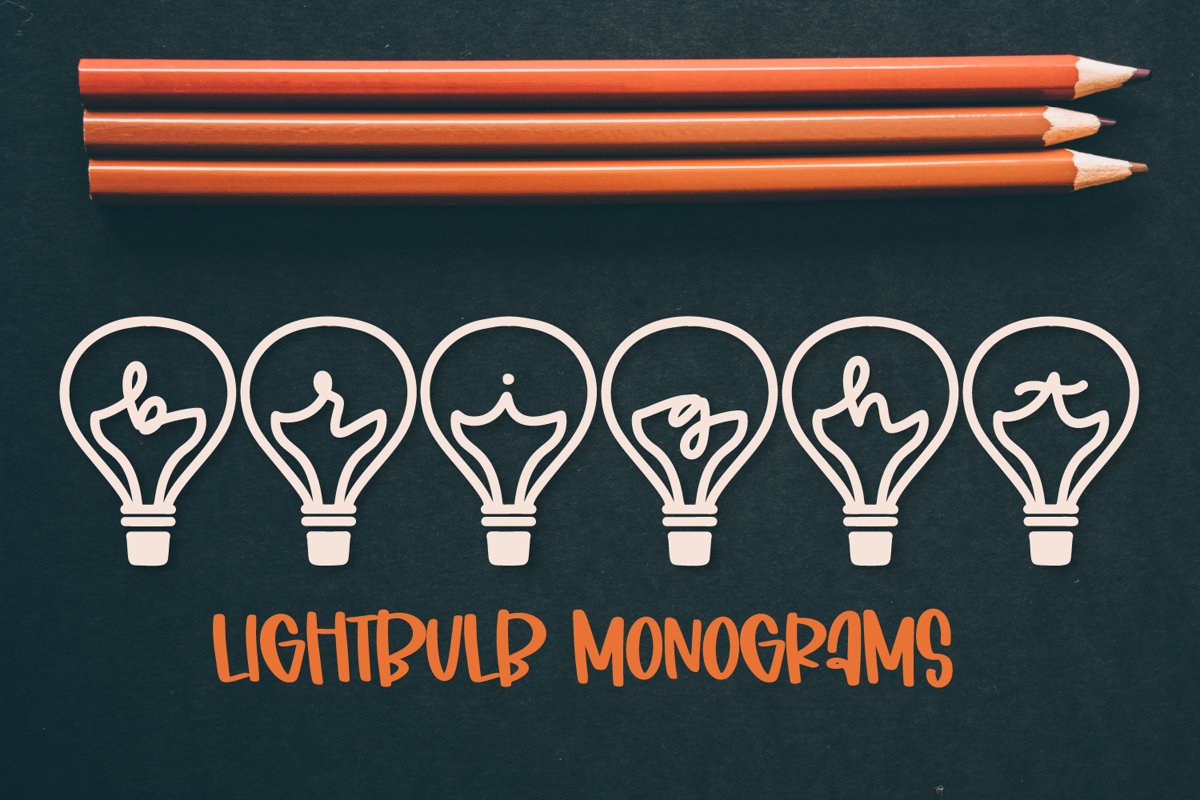 Lightbulb Monogram - A-Z Letters example image 1