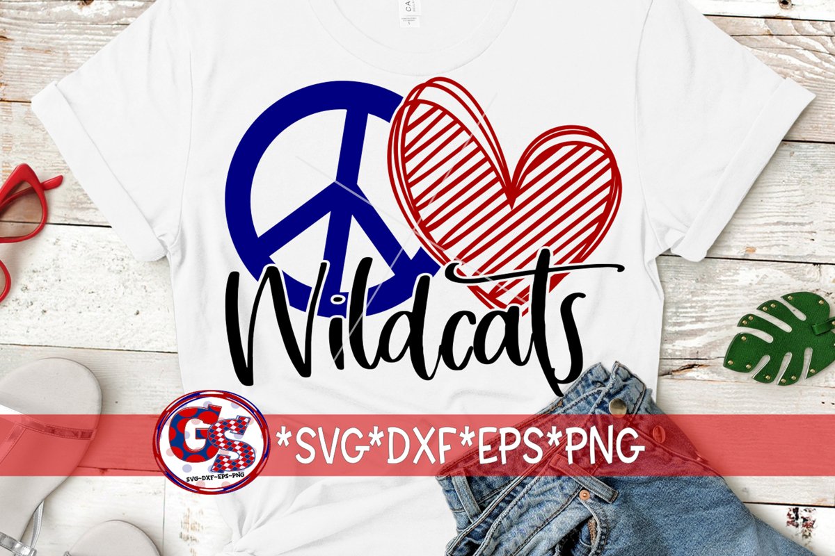 Peace Love Wildcats SVG DXF EPS PNG example image 1