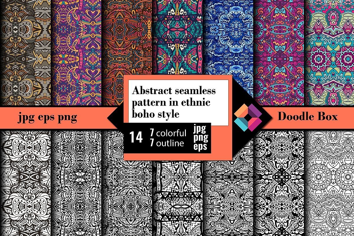 Abstract seamless pattern in ethnic boho style example image 1