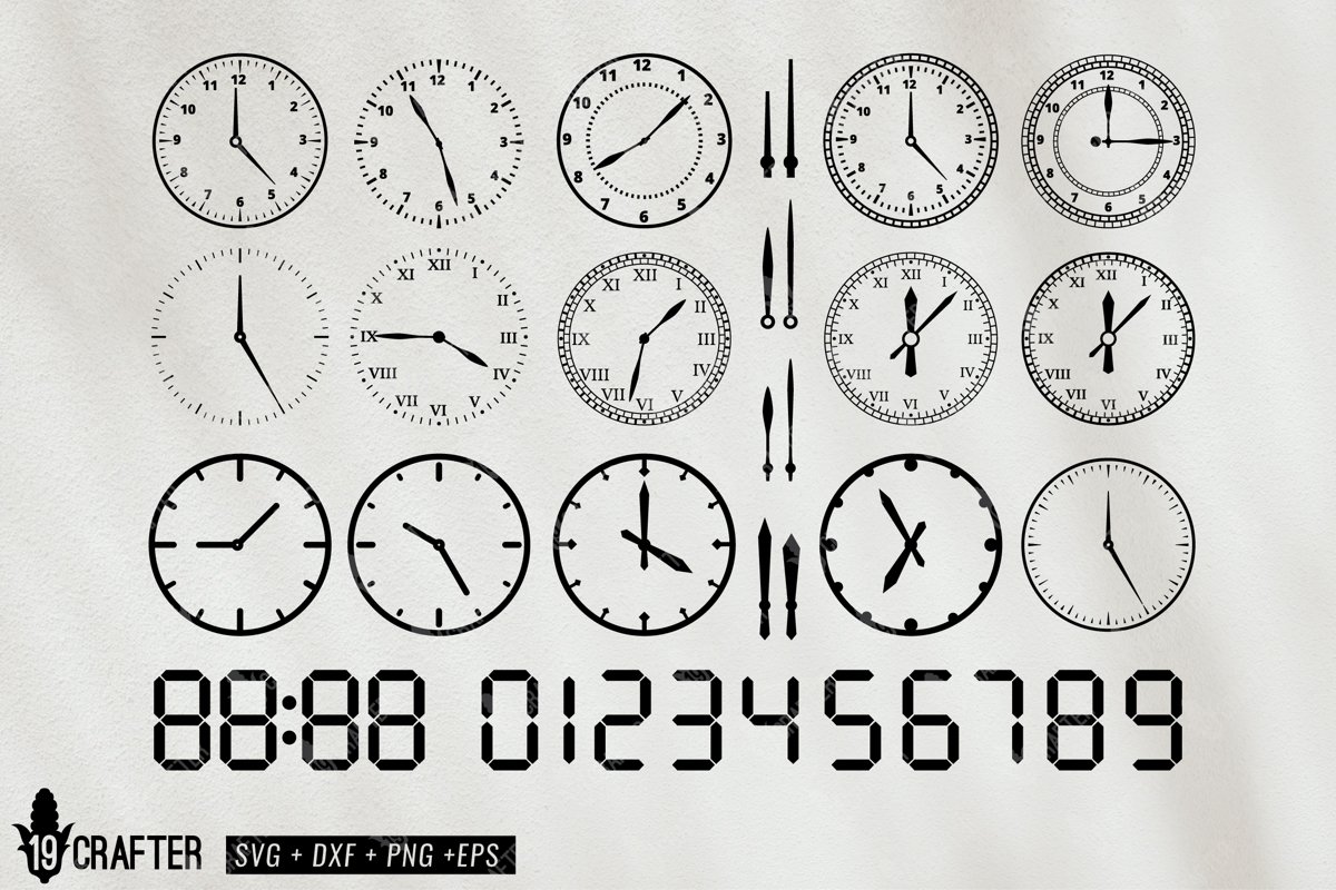 round clock and clock digital number svg bundle (582626) SVGs