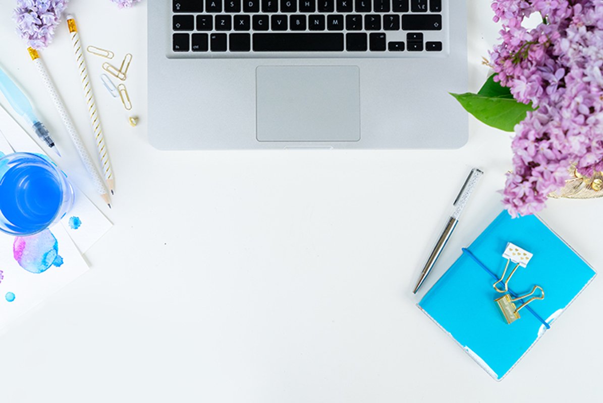 Flat lay home office workspace example image 1