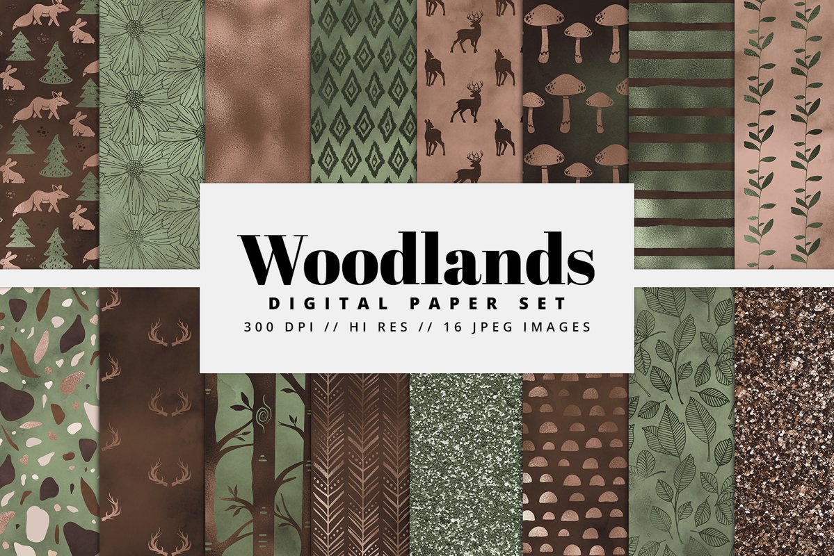 Woodlands Digital Paper Pack example image 1