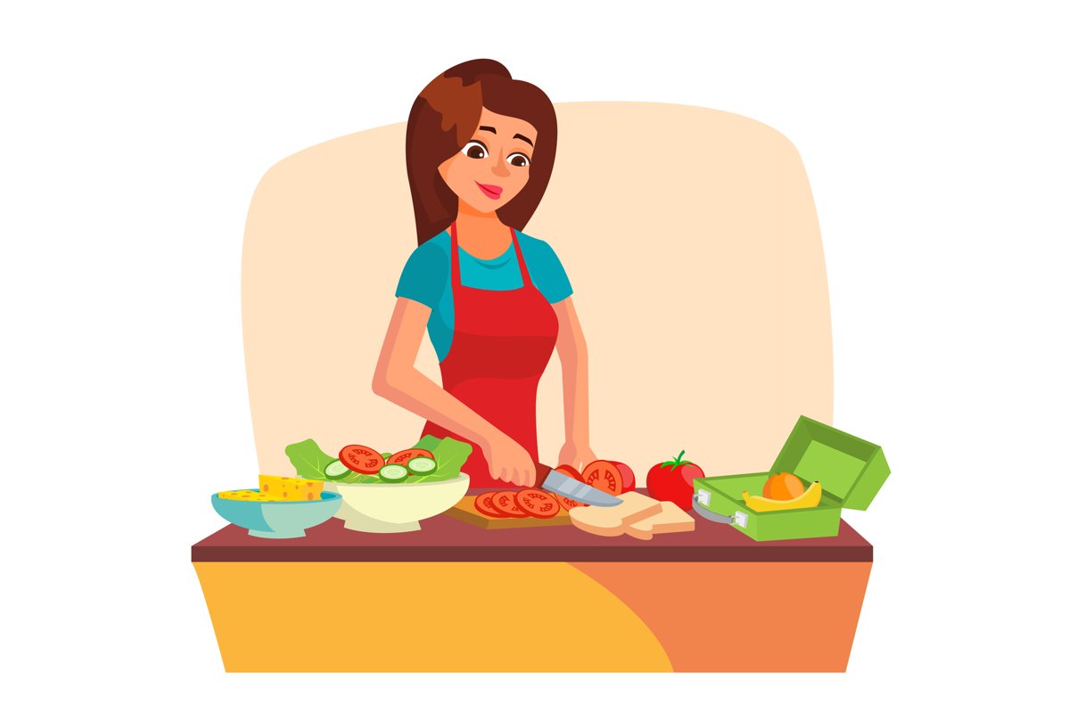 Lunch Box Vector. Making A Healthy School Lunch For Kids. example image 1