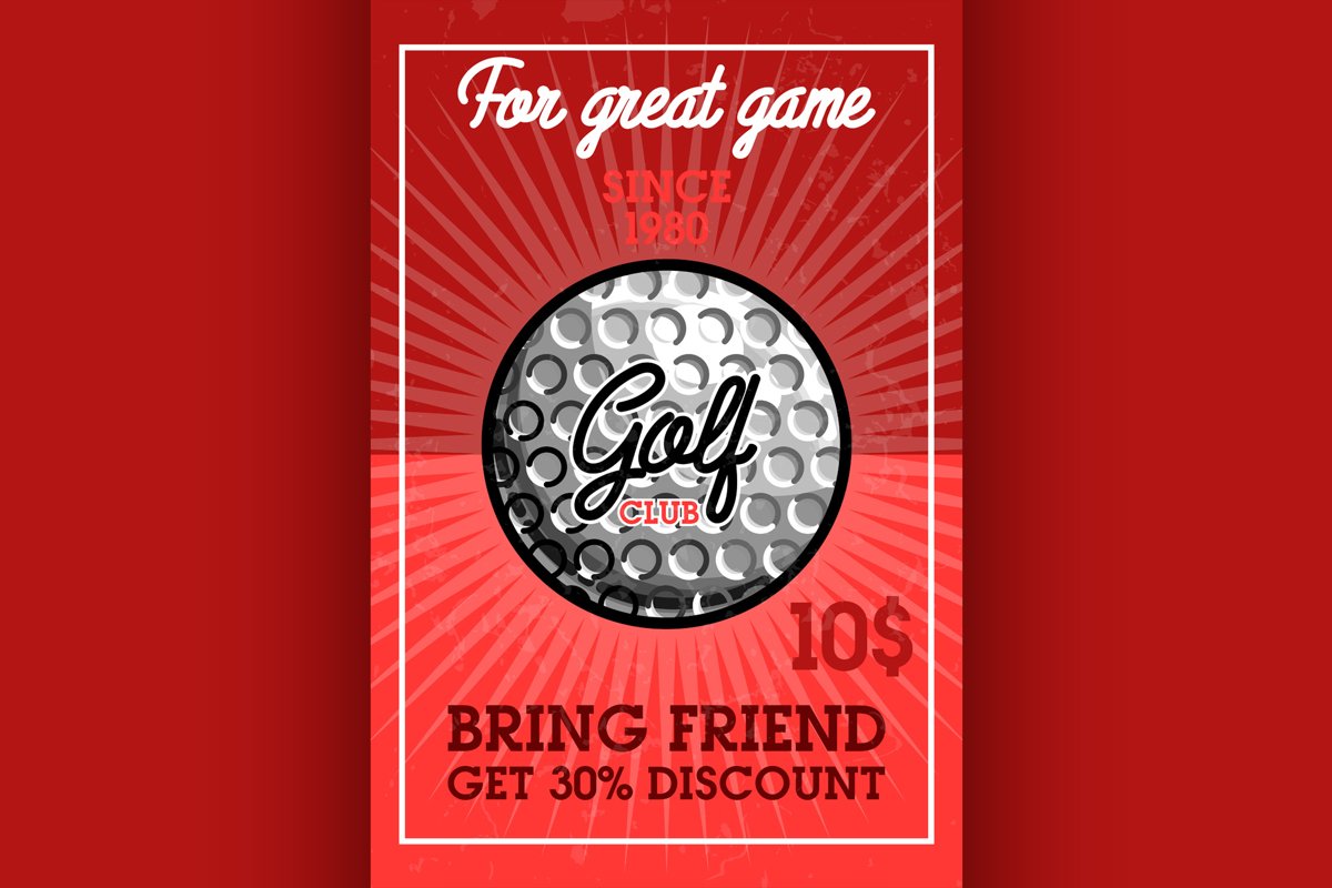 Color vintage golf club banner example image 1