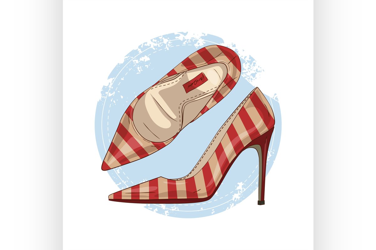 Fashion vector sketch womens shoes. example image 1