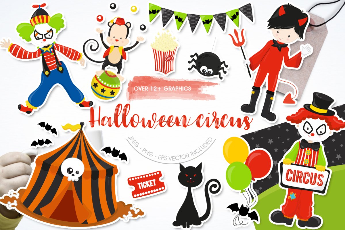 Halloween Circus Graphics and illustrations, vector example image 1
