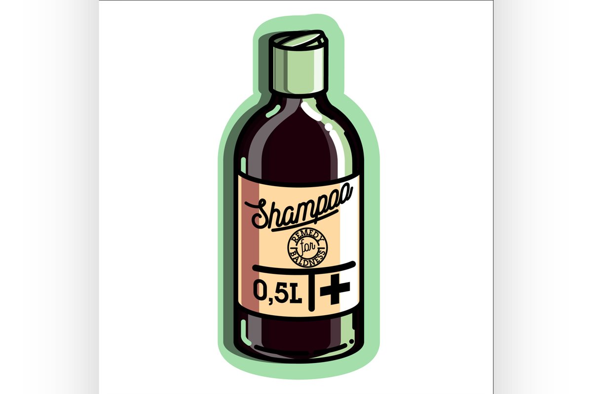 Color vintage remedy for baldness emblem example image 1