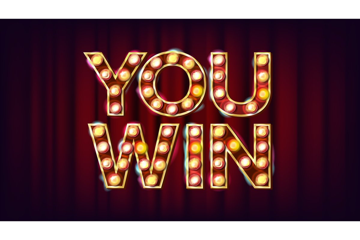 You Win Banner Vector. Casino Vintage Golden Illuminated example image 1