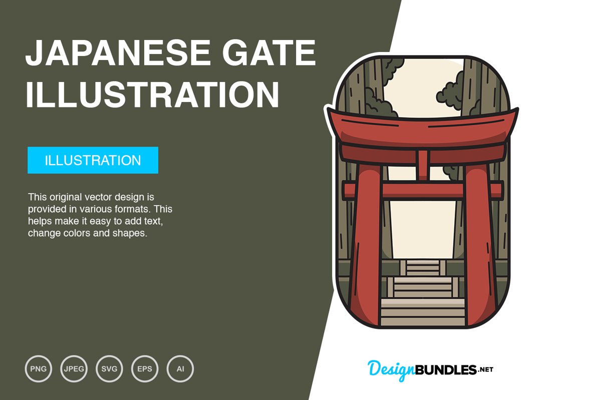Japanese Gate Vector Illustration example image 1