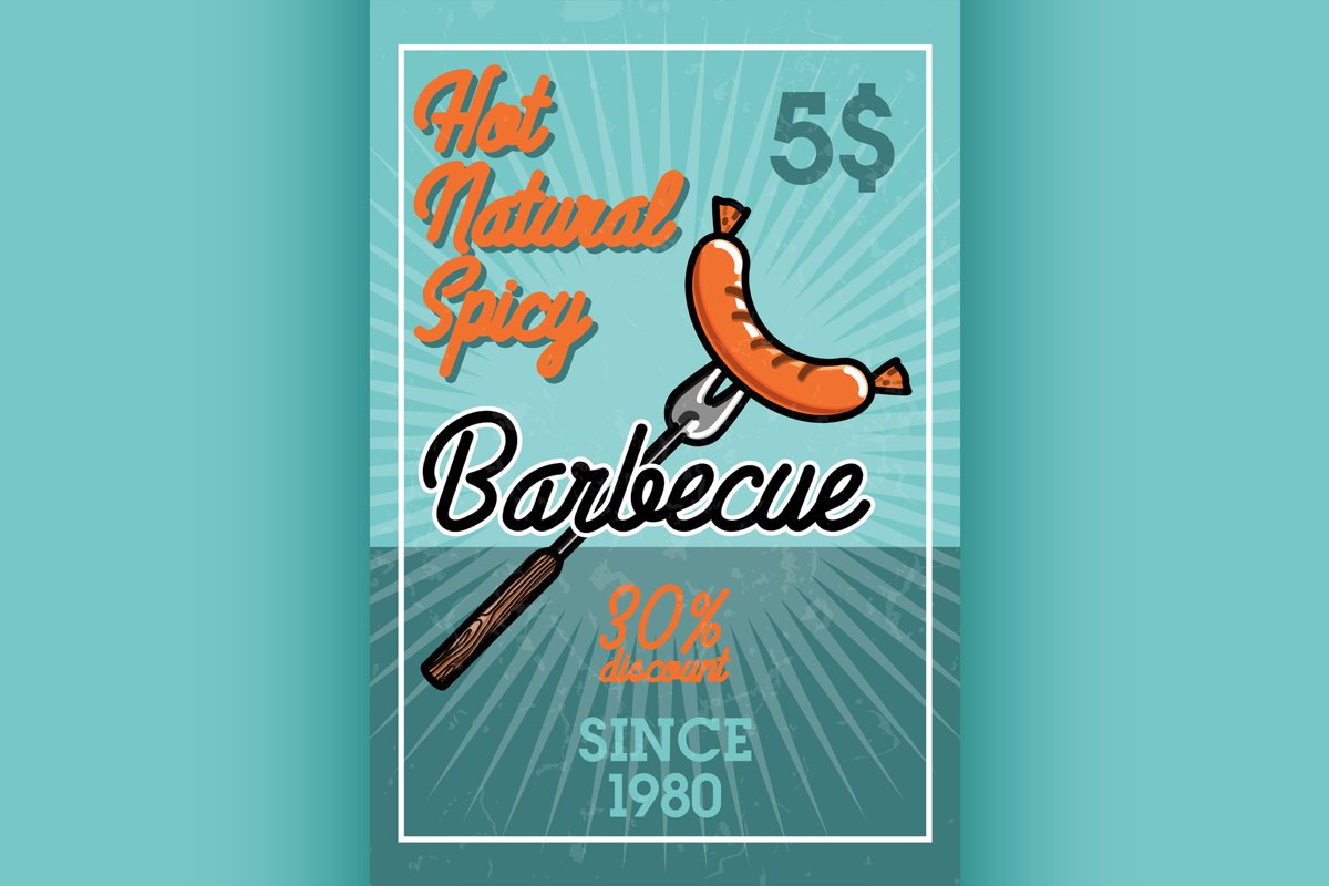 Color vintage barbecue banner example image 1