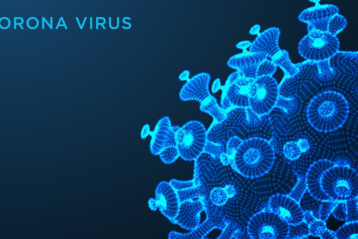 coronavirus COVID-2019 on a blue futuristic background. Dead example image 1