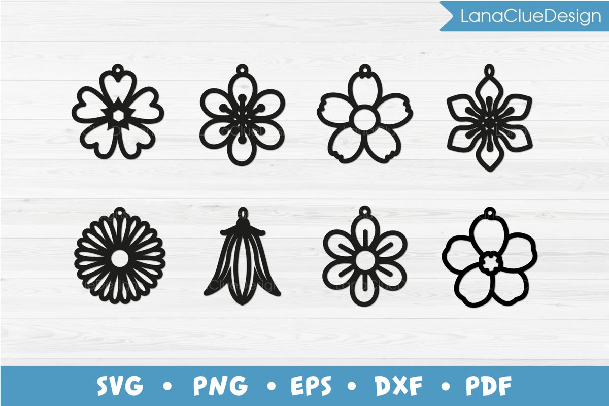 8 Wildflower Earrings SVG example image 1