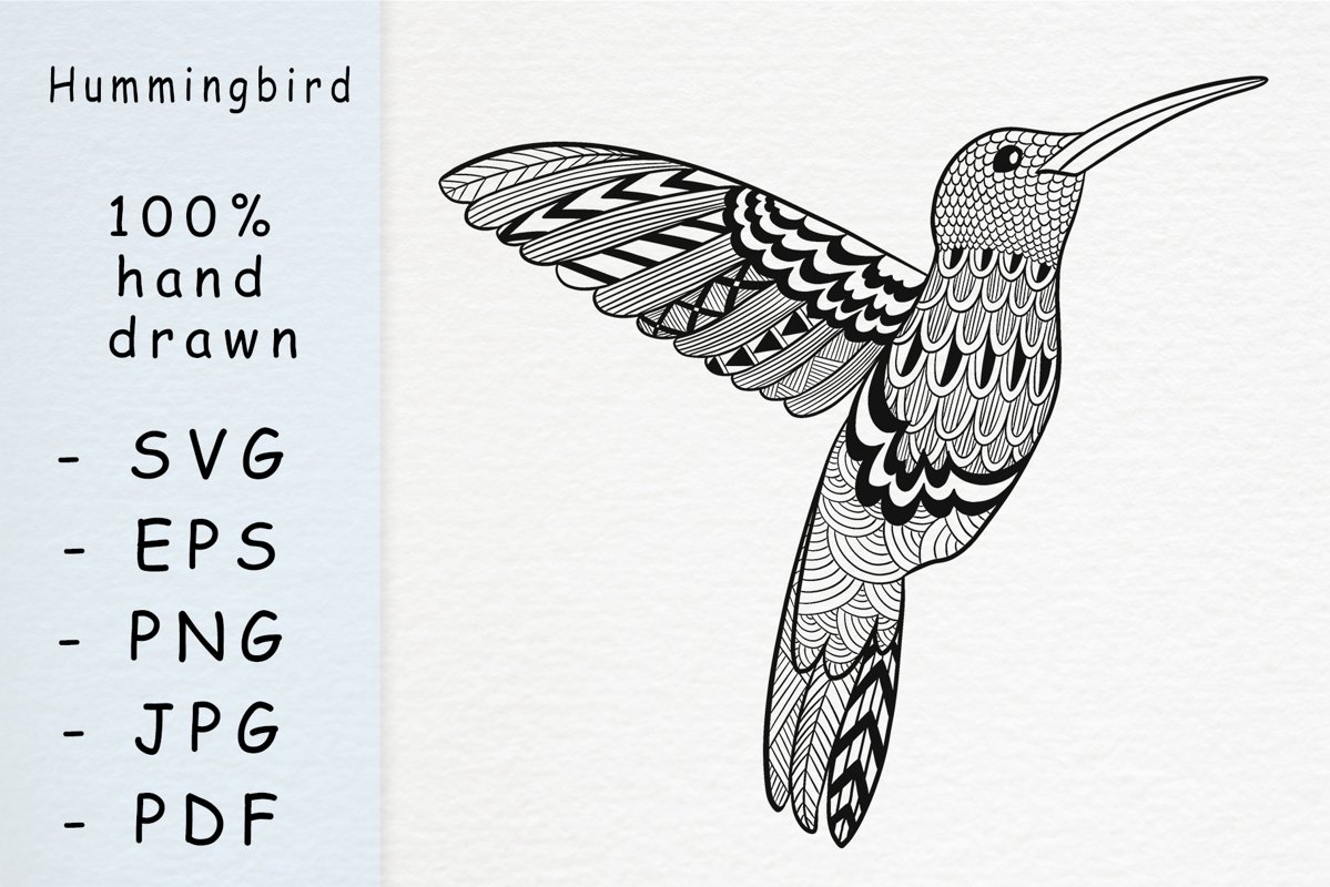 Hand drawn colibri with patterns example image 1