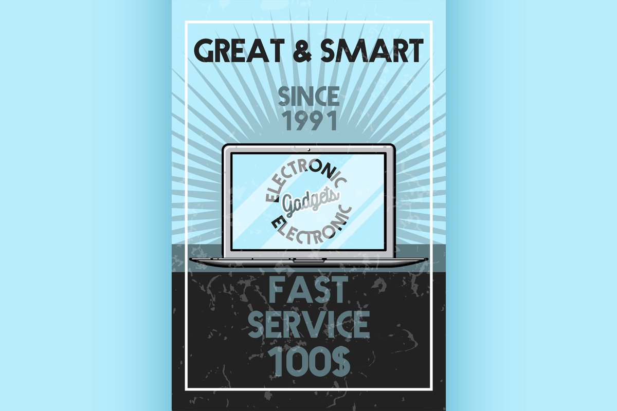 Color vintage electronic gadgets banner example image 1