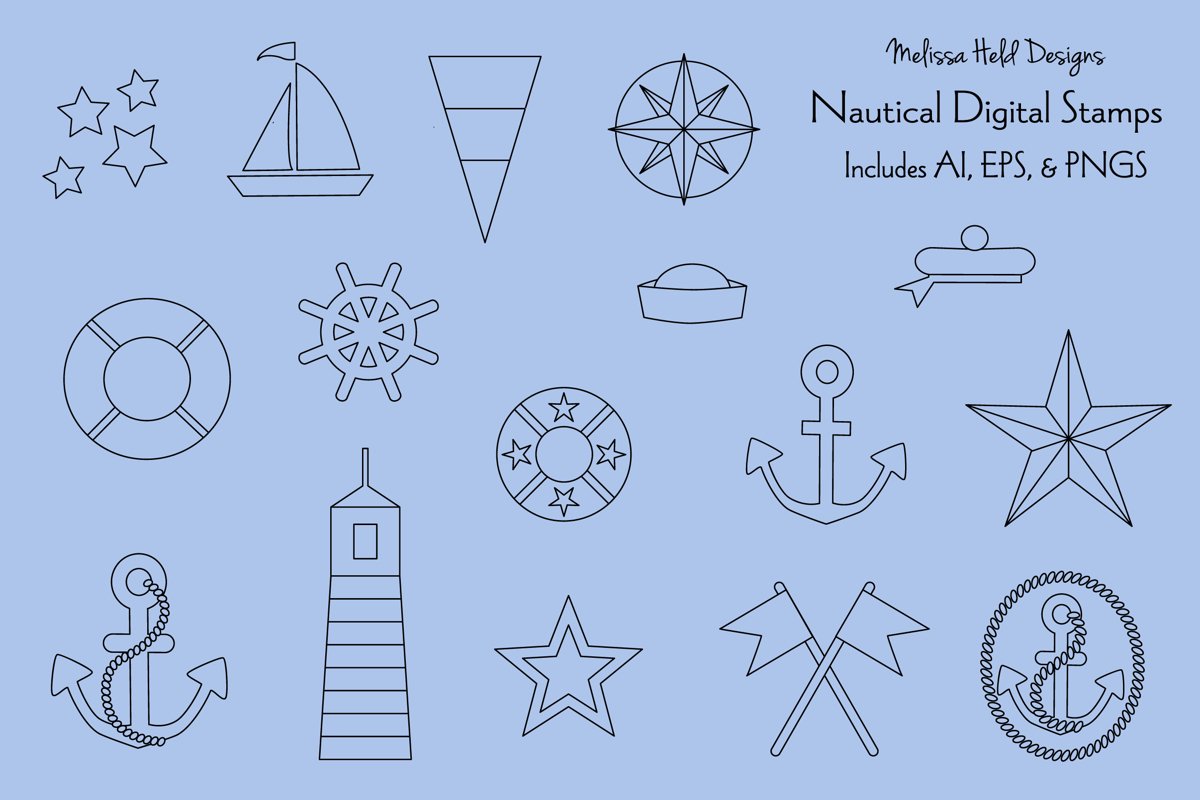 Nautical Digital Stamps Clipart example image 1