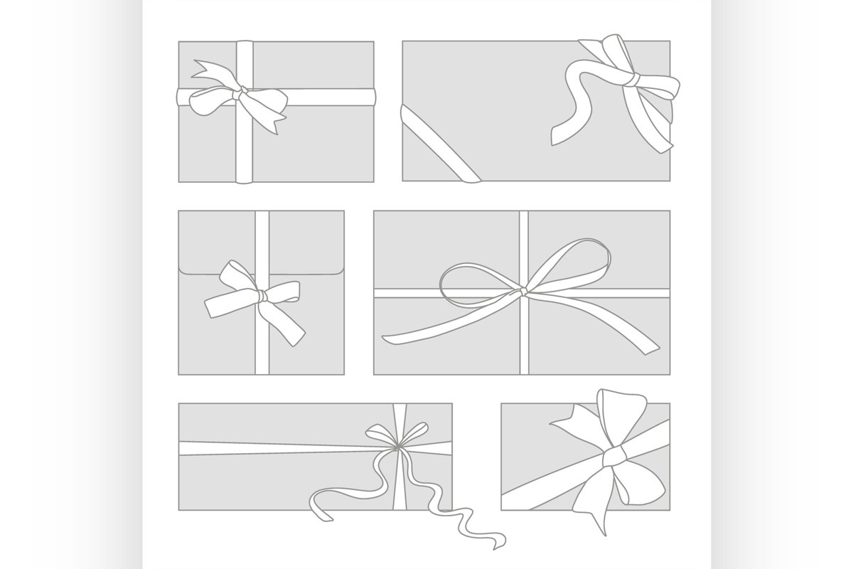 Gift cards with bows vector set example image 1