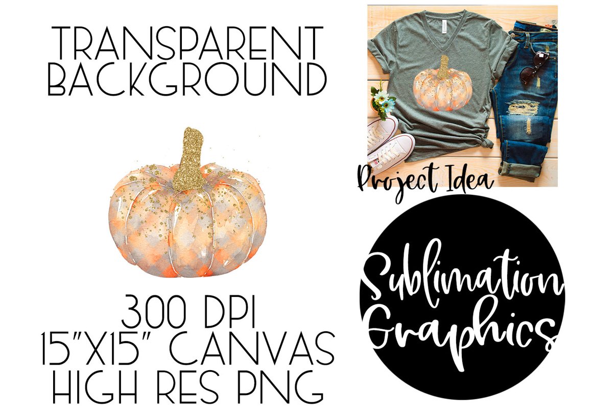 Plaid Pumpkin Sublimation Digital Download example image 1
