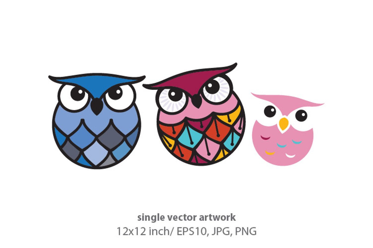 cute little owls - single vector artwork example image 1
