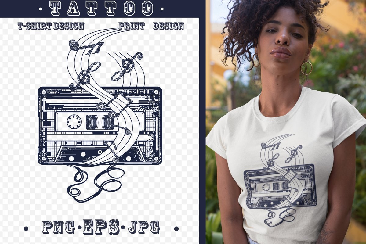 Retro music tattoo example image 1