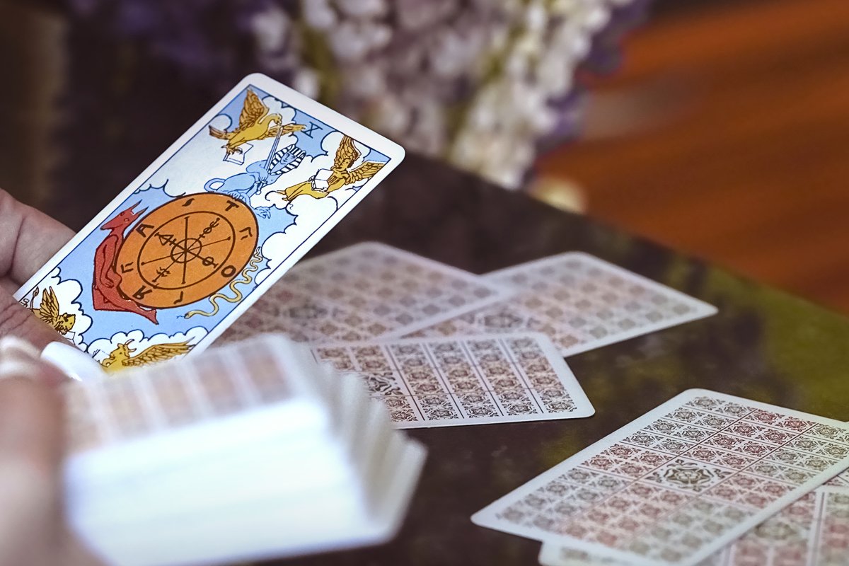 Tarot cards and Lupin flowers. example image 1