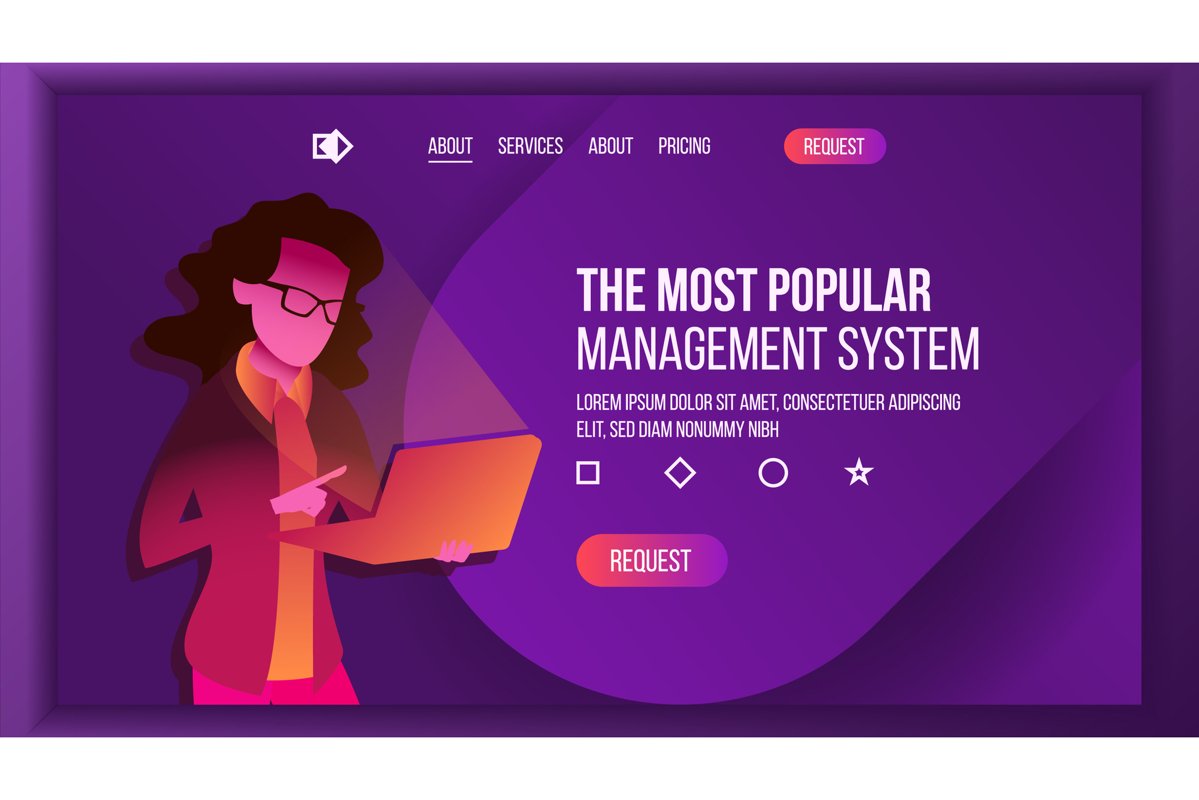 Management System Landing Page Vector. Store. Woma With example image 1