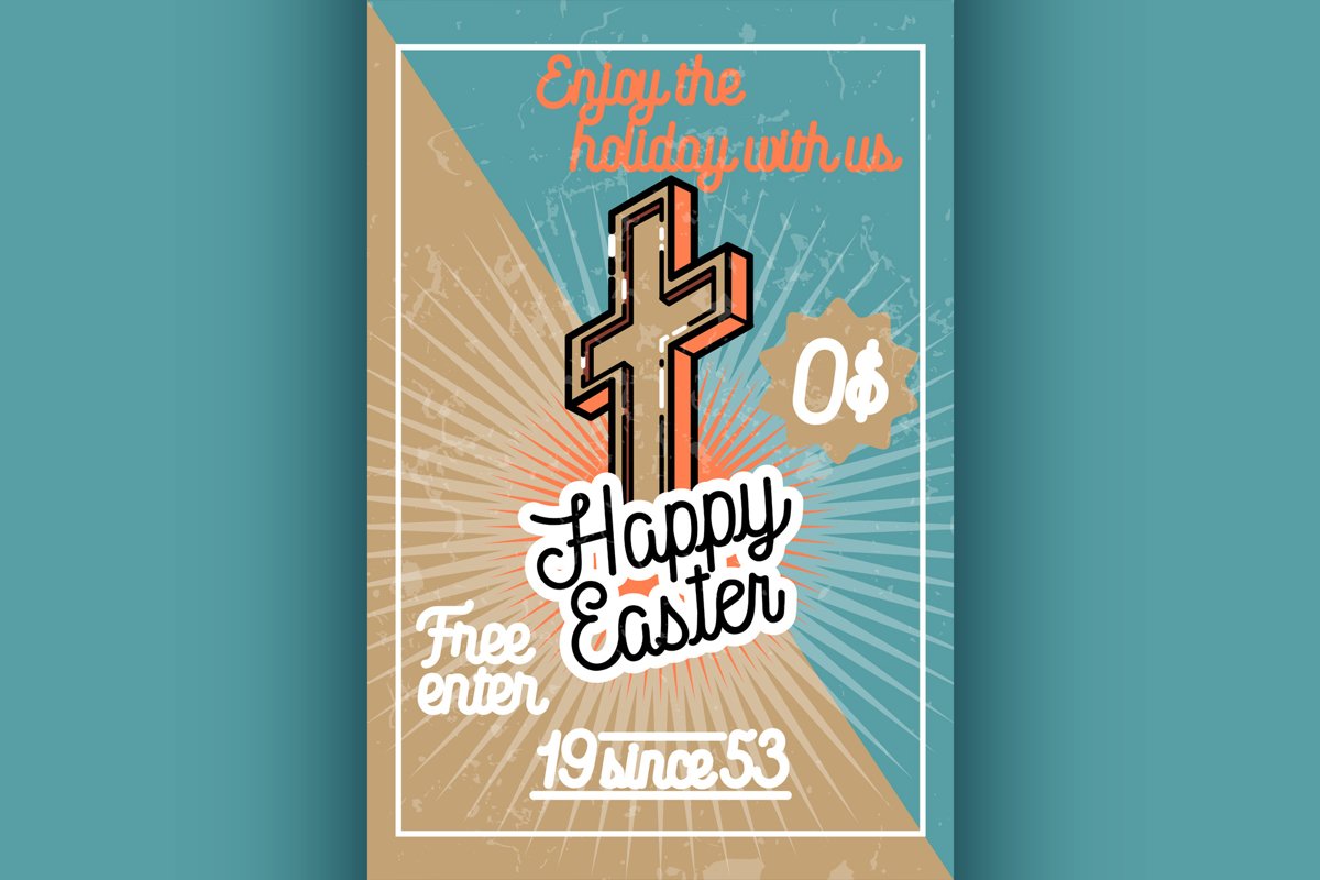 Color vintage easter banner example image 1