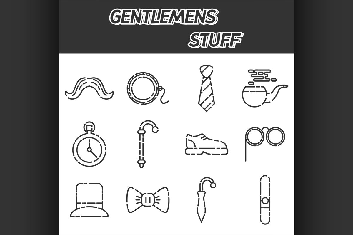 Gentlemens vintage stuff icon set example image 1