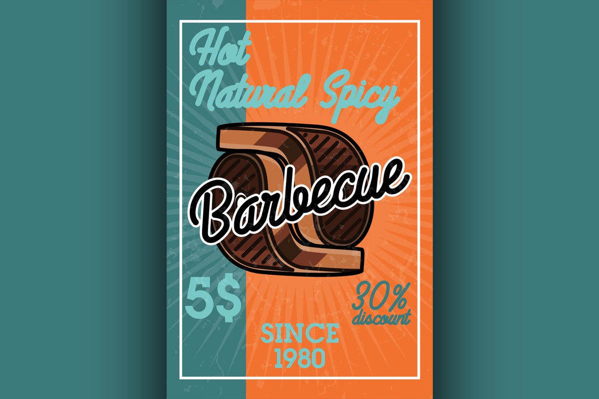 Color vintage barbecue banner example image 1