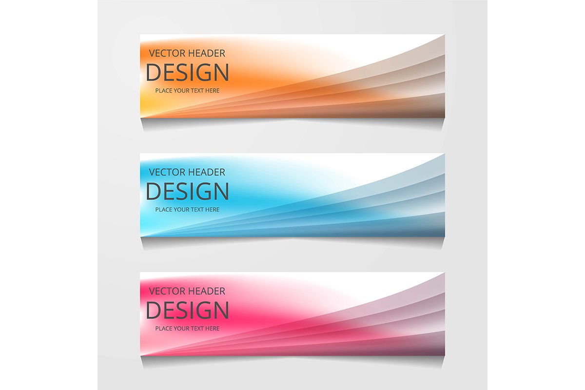 Vector abstract web banner design template. Collection of we example image 1