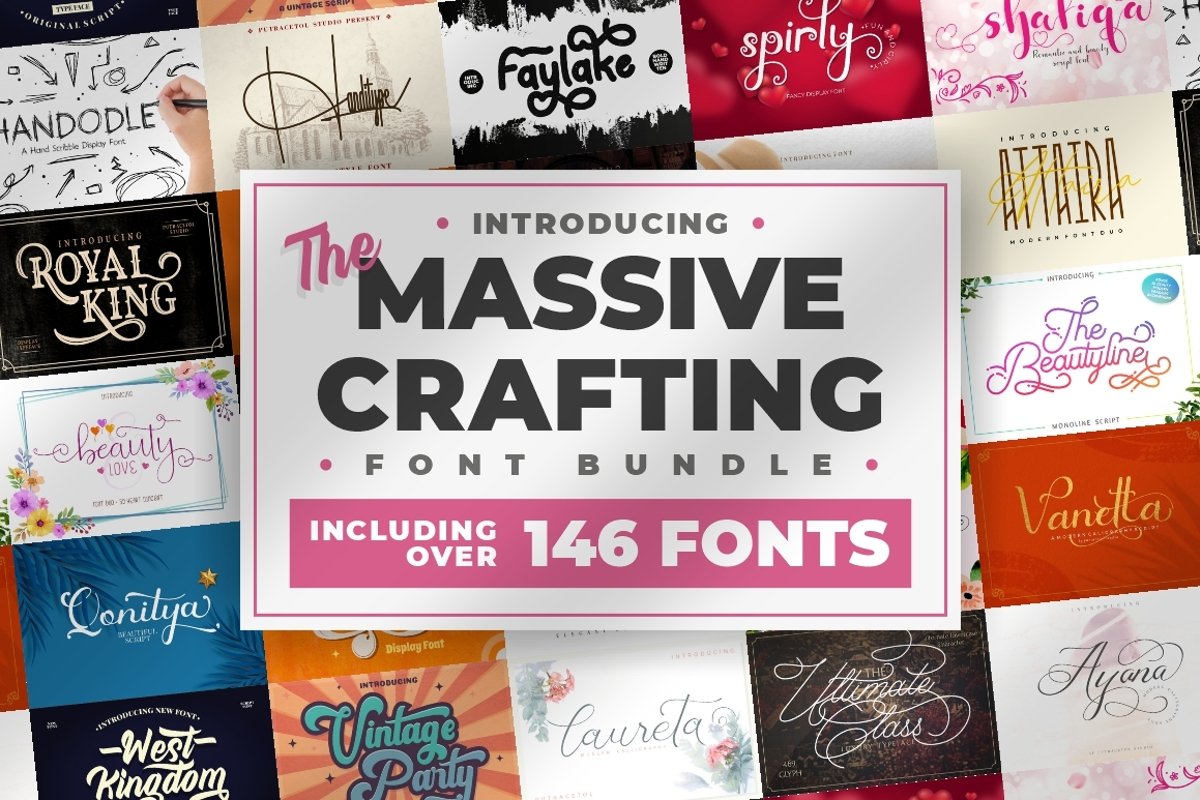 The Massive Crafting Display Font Bundle - 146 Fonts!! example image 1