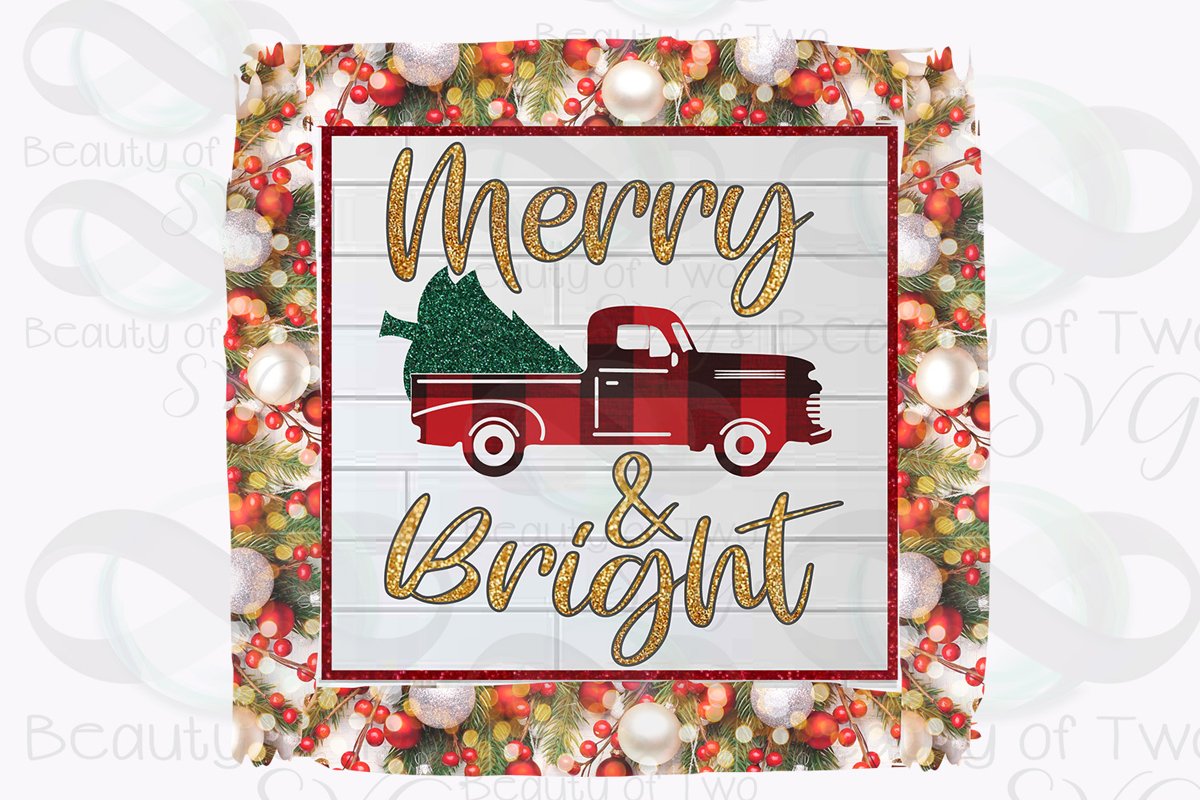 Christmas Vintage Red Truck Sublimation Design png 300 dpi example image 1
