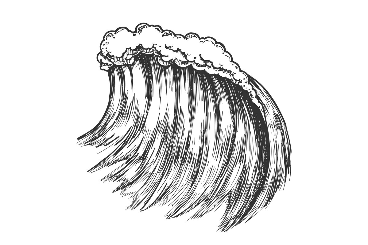 Big Foamy Tropical Sea Marine Wave Storm Vector example image 1