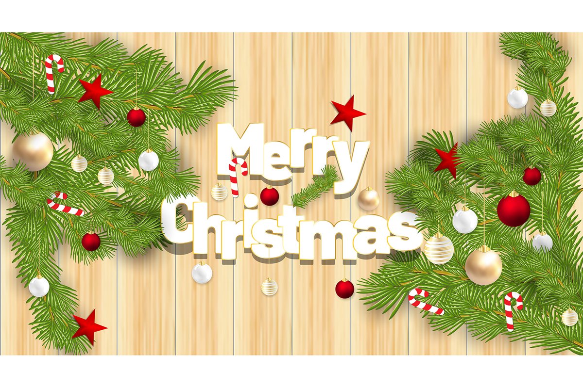 Merry Christmas Vector Ornaments with red balls, candy example image 1