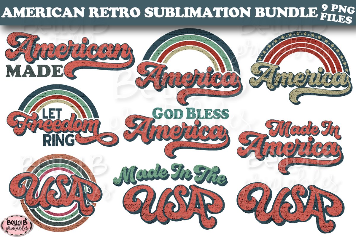 Retro America Sublimation Bundle, USA Sublimation Bundle example image 1