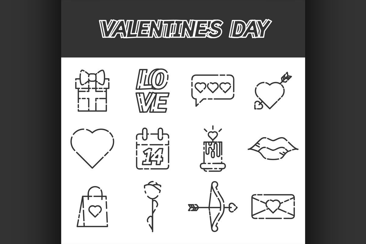 Valentines Day flat icons set example image 1