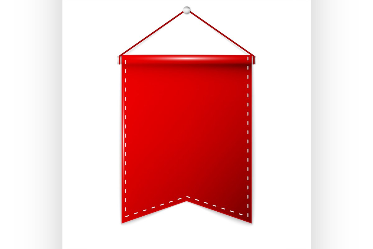 Red pennant hanging, mockup example image 1