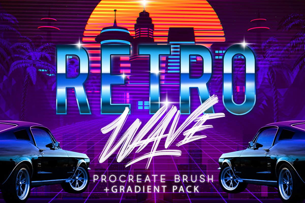 RETRO WAVE BRUSH FOR PROCREATE example image 1