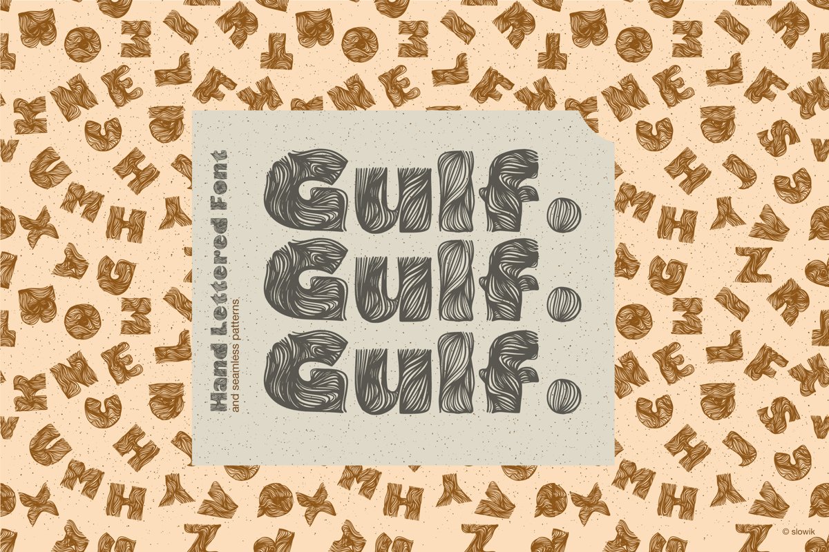 Gulf. Hand Lettered Font and 6 seamless patterns example image 1